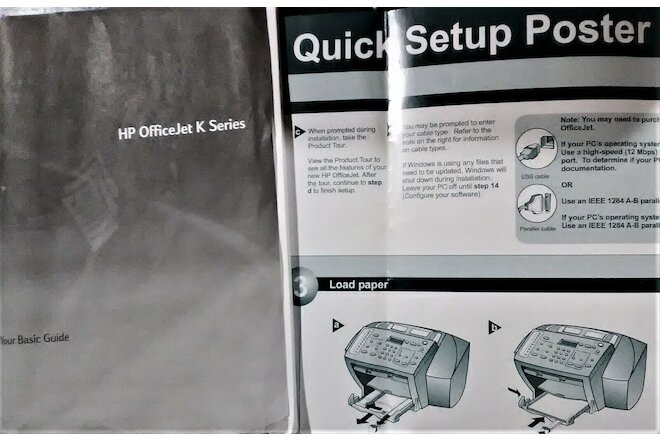 HP OfficeJet K Series~Basic Guide Manual & Quick setup poster~Hewlett Packard