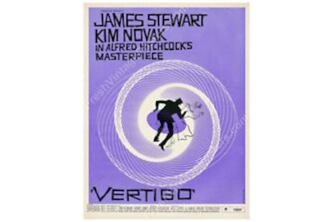 1958 Vertigo movie purple Saul Bass design Alfred Hitchcock new poster 20x24