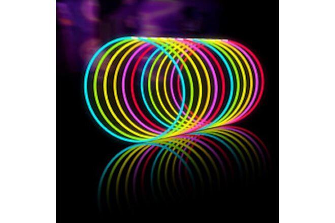 Glow Sticks Bulk 100Ct 22'' Glow Necklaces with Connectors, for Party Festivals