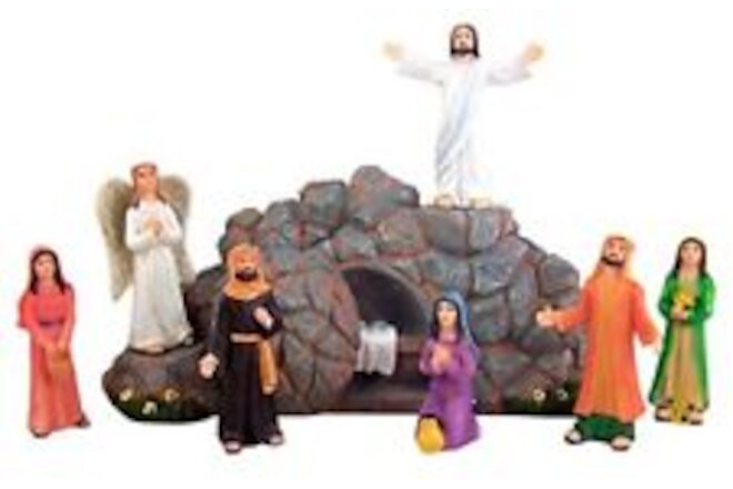 Religious Eight Piece Resin Figurine Resurrection of Jesus Christ Statue Set