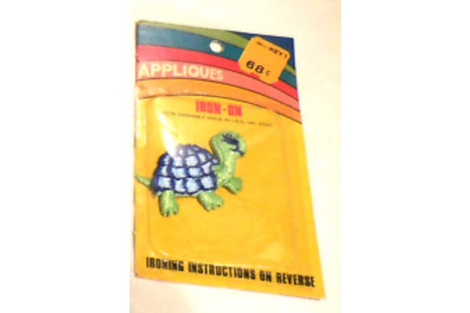 1 Appliques Iron - On Turtle patch with package and instructions made in USA