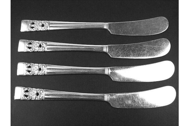 Set 4 x Flat Butter Knives Oneida Community Coronation 1936 silverplate