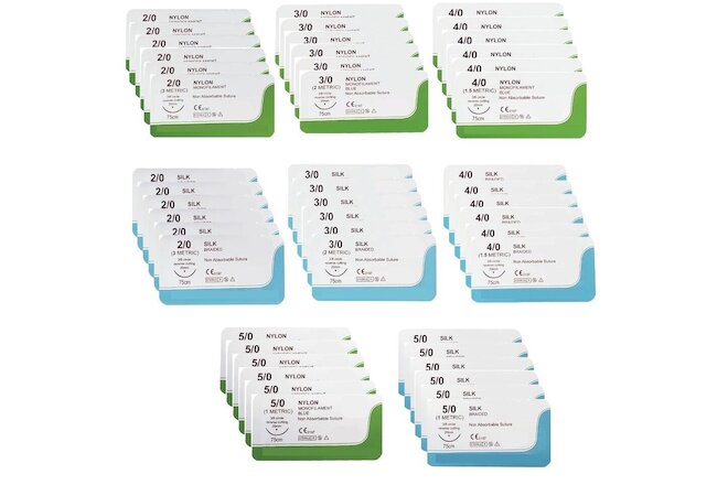 Mixed Sterile Sutures 48 Pieces Suturing Practice Kit