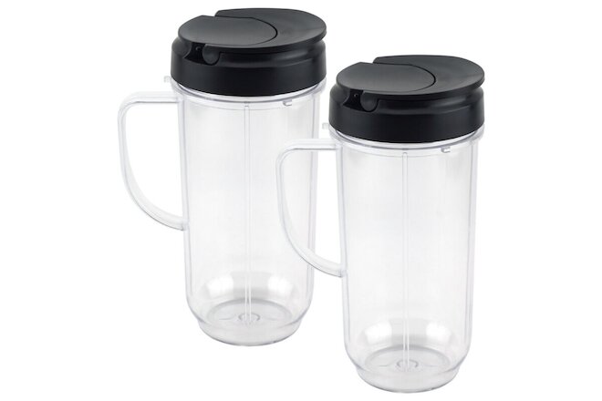 2 Pack 22 oz Tall Cup with To-Go Lid Replacement Part Magic Bullet 250W MB1001