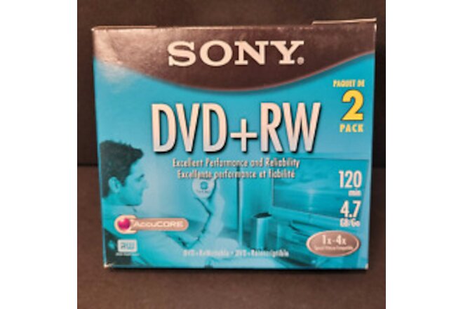 Sony DVD +RW 4.7 GB 120 Minutes Case Lot Of 2 Opened NEW