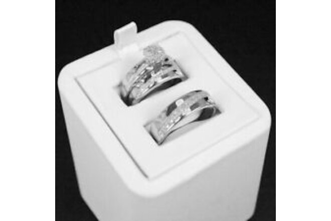 2.20Ct Round Cut Lab-Created Diamond Wedding Trio Ring Set 14k White Gold Plated