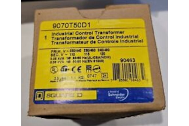 Square D 9070T50D1 Transformer 50VAC, 50/60Hz  New In Box