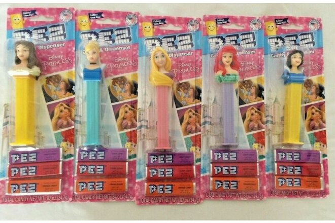 Set of 5 Pez Disney Princess Candy Dispensers w/ Candy, Sealed Great party favor