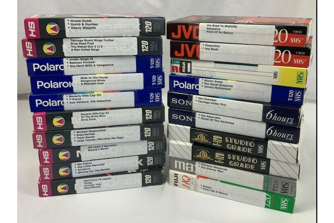 Lot of 20 Mixed Pre Recorded VHS VCR Tapes Sold As Used Blanks