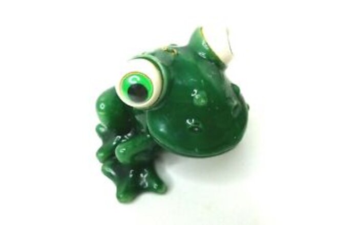 Vintage MCM Big Eyed Wax Tree Frog Candle Kitsch Kitschy Toad Handmade Green