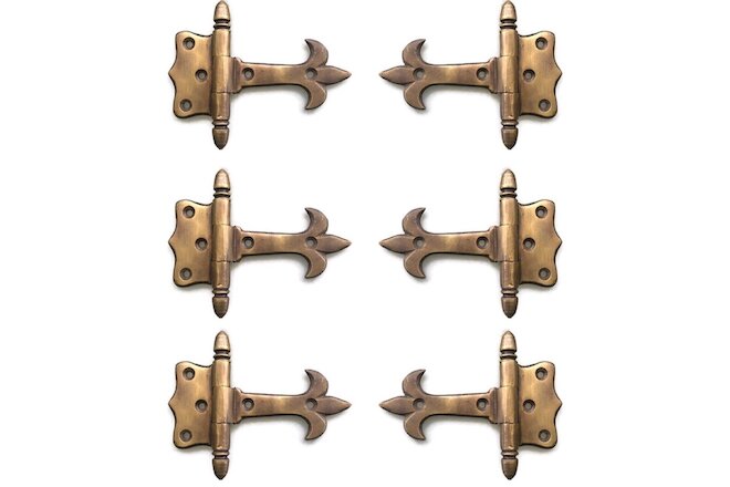 6 solid Brass DOOR small hinges vintage age antique style restoration heavy 3" B