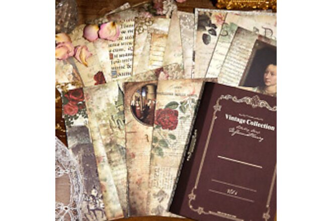 160 PCS Scrapbook Paper Book Vintage Scrapbooking Supplies Journaling Craft Kits