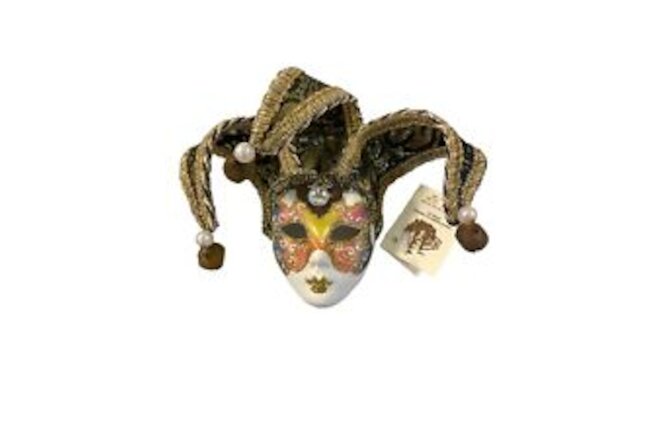 La Maschera Del Galeone Mask Venice Italy Pink Blue & Gold - 6" Handpainted