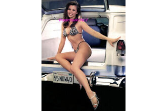 SUPER ULTRA HOT "BUSTY & LEGGY" Car Babe & '55 Chevy "Pin-UP" PHOTO! #(727)
