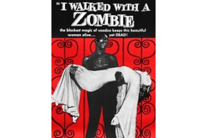 I WALKED WITH A ZOMBIE Horror Voo Doo Black Magic Witch 16.5 X 11.7 Repro LC '43