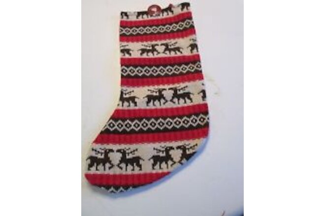 NEW STOCKING CHRISTMAS SWEATER KNIT REINDEER NORTH WOODS CABIN ENCHANTED FOREST