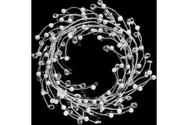 20 FT Ice Wire Clear Garland, White Pearl Crystal Teardrop Beads Ornament Gar...