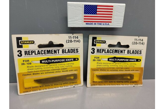 2 Packs -  Stanley 11-114  28-114 Blades fits 28-109 Knife  USA New Old Stock