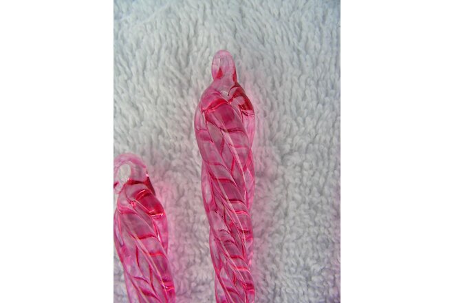 NEW 3" PINK Glass Icicles - Lot-12 Christmas Ornaments