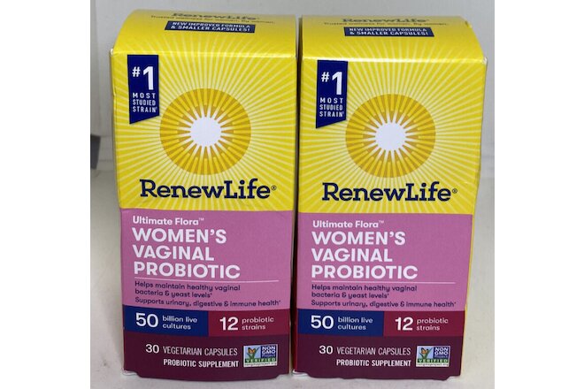 LOT 2 Renew Life Ultimate Flora Women's Vaginal Probiotic 50 Billion 30 VEG CAPS