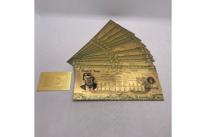 10pc/lot US Gold Foil Banknotes President Donald Trump 2024 Golden check Cards