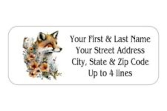 150 Beautiful Red Fox Flowers Mailing Return Address Labels Personalized