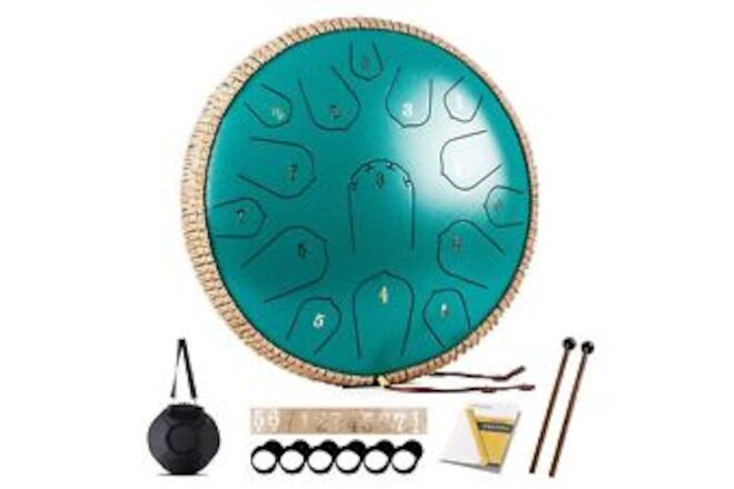 Steel Tongue Drum - HOPWELL 15 Note 14 Inch - Percussion Instrument - Hand Pa...
