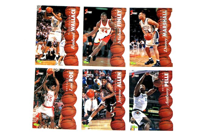 Lot Of 6 1995 Classic 5 Sport Silver Die-Cut Rasheed Wallace #4 #19 Rookie RC