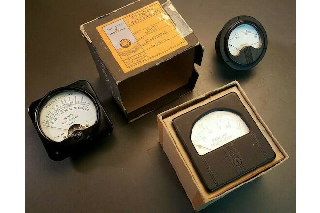 3 Vintage Westinghouse / Bell System Meters Points Micro Amp Percent Modulation