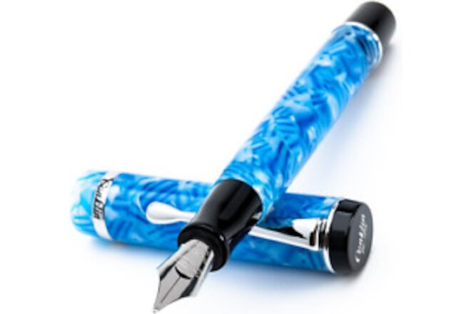 Duragraph Fountain Pen Ice Blue, Medium Nib - a Luxury Pen for Journaling, Autog