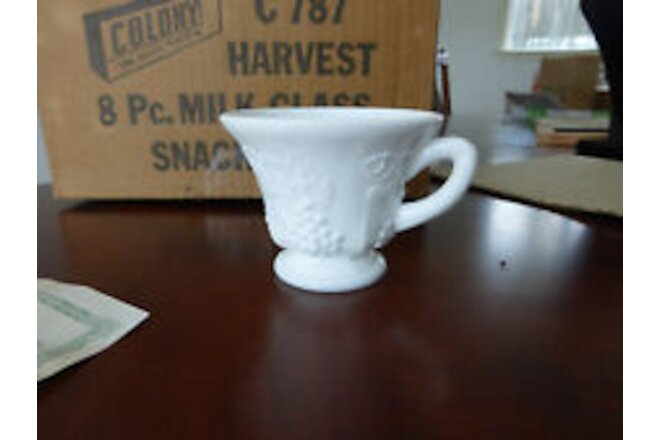 6 Sets Colony Harvest Milk Glass Snack Set Tea Cups and Plates White Vintage