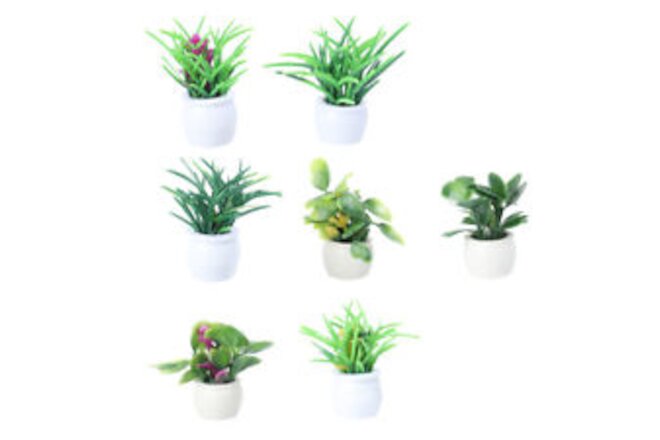 7 Pcs Artificial Plant Tiny Bonsai Model Plastic Greenery Plant