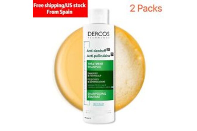 2X Vichy Dercos Anti-Dandruff Shampoo,Reduced Itchiness,Oily Scalp, 200ml