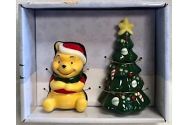 Disney Winnie the Pooh Christmas Tree Ceramic Salt & Pepper Shakers Set