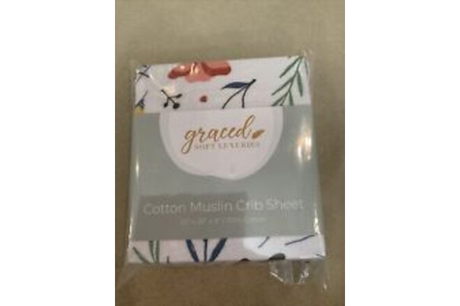 Graced Soft Luxuries Cotton Muslin Crib Sheet Floral Burst Design Nwt