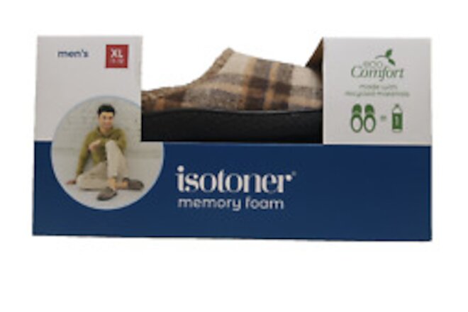 ISOTONER Slippers Men's XL 11-12 Memory Foam ECO Comfort Dark Chocolate NEW