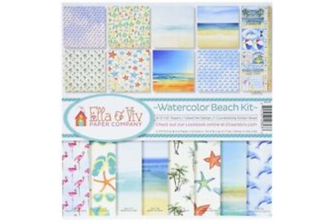 Reminisce EAV-803 Watercolor Beach Scrapbook Collection Kit, 10 Piece Set