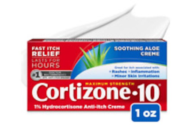 Cortizone 10 Maximum Strength Anti-Itch Cream with Soothing Aloe, 1 Ounces