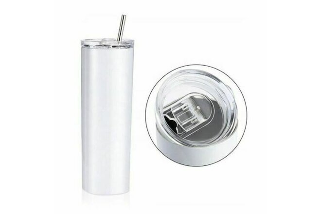 25pcs White Sublimation Blank 20oz Skinny Straight Tumbler Double Wall Insulated