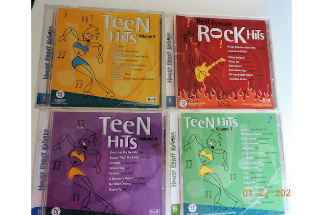 House Party Karaoke CDGs Teen Hits and Best Female Rock Hits - Lot of 4