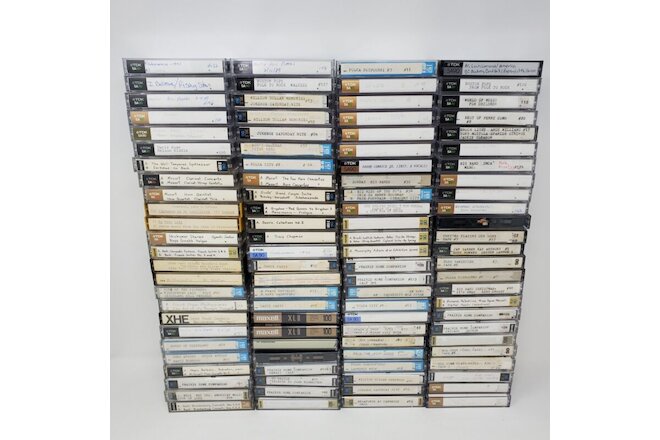 Cassette Lot of 100 with Cases (Recorded On, Maxell XL II, C90, TDK, Sony, Used)