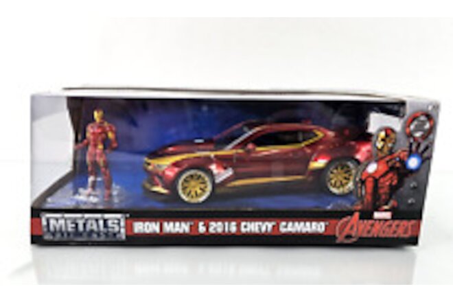 Jada Marvel Metals Avengers IRON MAN & 2016 Chevrolet Camaro Hollywood Rides NEW