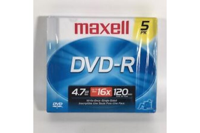 MAXELL DVD-R 4.7 GB 16X 120 Min - 5 Pack Write-once ~ Single Sided