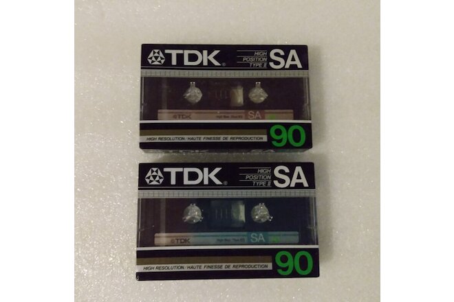 Lot of 2 TDK SA-90 Type II High Position CrO2 Cassette Tapes Factory Sealed