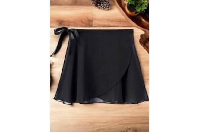 NWT Stelle Black Size Medium Women Ballet Skirt Dance Wrap Skirt Chiffon Skirts
