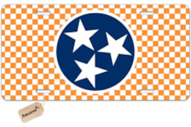Tennessee License Plate, License Plate Frame, Blue Star Flag, Tennessee Orange V