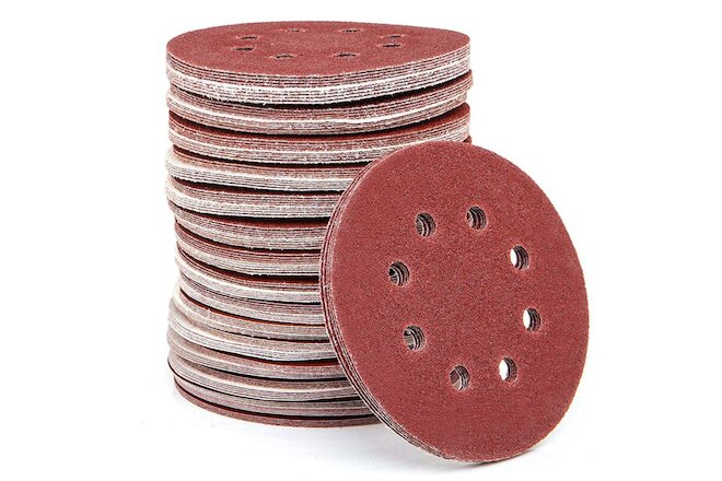 150PC 5 inch Sanding Discs 60-600 Grit Hook Loop 8-Hole Orbital Sander Sandpaper