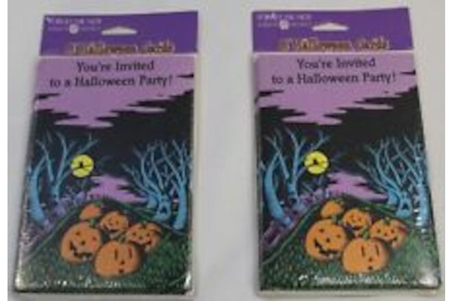 Vintage Lot of Halloween Party Invitations 2 Packs of 8 Cards Envelopes Fall