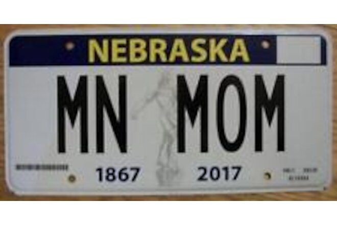 SINGLE NEBRASKA LICENSE PLATE - MN MOM (Minnesota Mom)