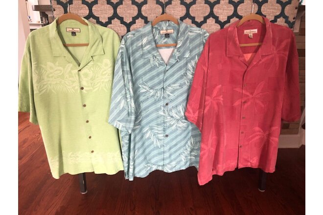Tommy Bahama 100% Silk Hawaiian Print Button Down Shirts Size XXL - Lot of 3